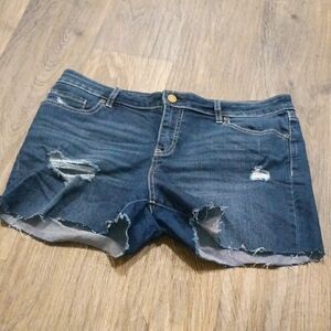 Soho Dark Blue Distressed Denim Cutoff Shorts